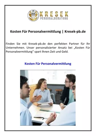 Kosten Für Personalvermittlung  Kresek-pb.de