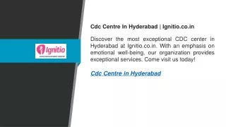 Cdc Centre In Hyderabad  Ignitio.co.in