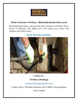 Drain Clearance Newbury  Blockeddrainsnewbury.co.uk