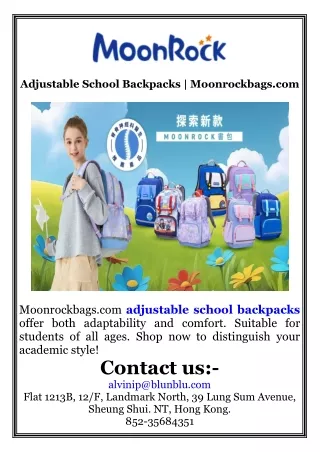 Adjustable School Backpacks  Moonrockbags.com