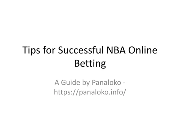 tips for successful nba online betting