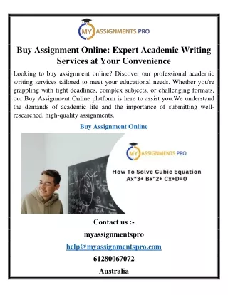 Buy Assignment Online Expert Academic Writing Services at Your Convenience