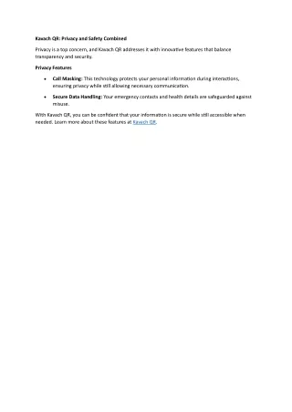 Kavach QR Privacy and safety combines