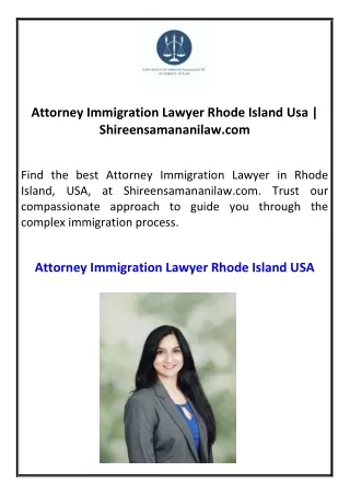 Attorney Immigration Lawyer Rhode Island Usa Shireensamananilaw.com