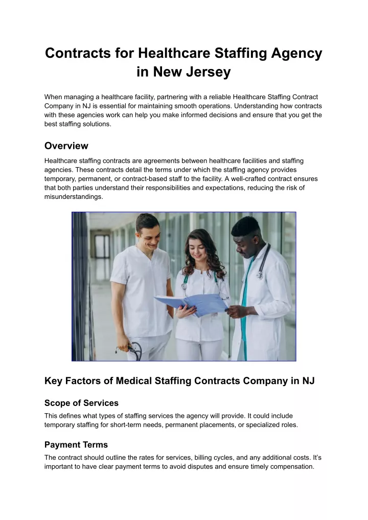 contracts for healthcare staffing agency