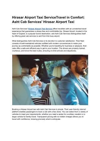 Travel in Comfort_ Asht Cab Services' Hirasar Airport Taxi