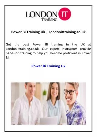 Power Bi Training Uk Londonittraining.co.uk