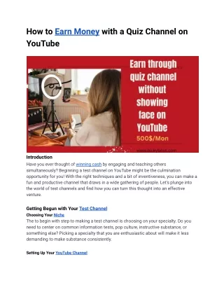How to Earn Money with a Quiz Channel on YouTube