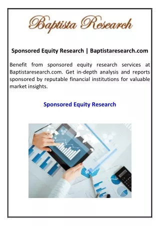 Sponsored Equity Research  Baptistaresearch.com