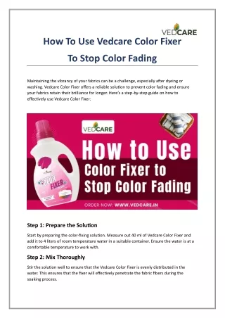 how to use vedcare color fixer
