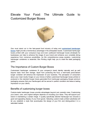 elevate customized burger boxes