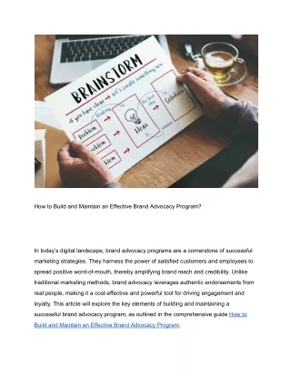 How to Build and Maintain an Effective Brand Advocacy Program?