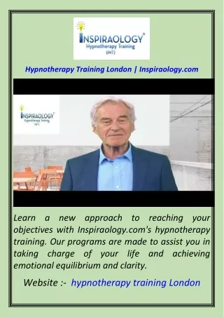 Hypnotherapy Training London  Inspiraology.com