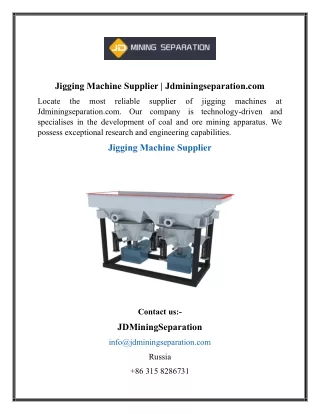 Jigging Machine Supplier  Jdminingseparation
