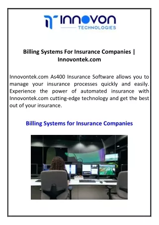 Billing Systems For Insurance Companies  Innovontek.com