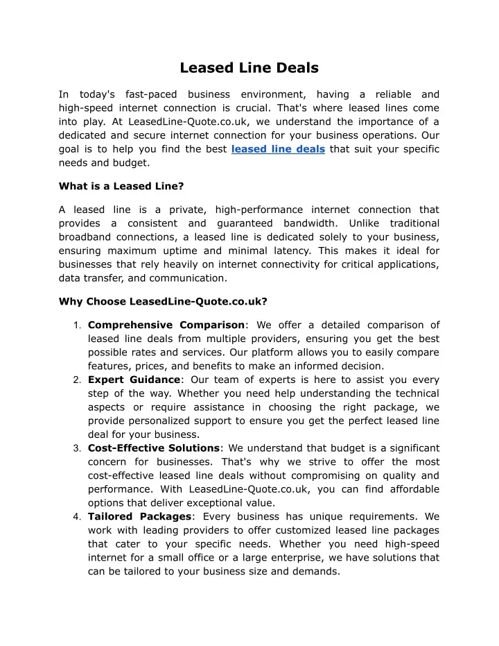 leased line deals