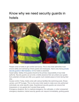 Know why we need security guards in hotels