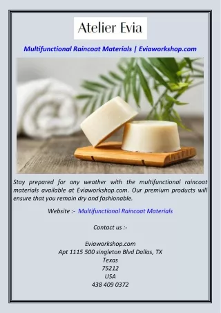 Multifunctional Raincoat Materials  Eviaworkshop.com
