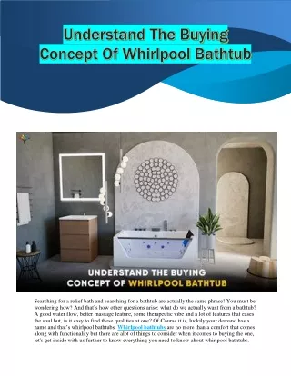 Understand The Buying Concept Of Whirlpool Bathtub PDF