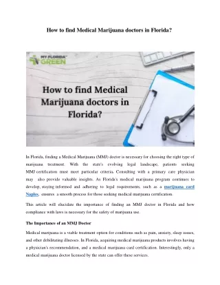 How to find Medical Marijuana doctors in Naples Florida