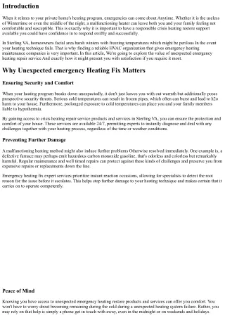 Crisis Heating Repair: When You Can't Look ahead to Help in Sterling VA