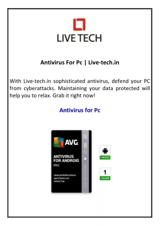 antivirus for pc live tech in