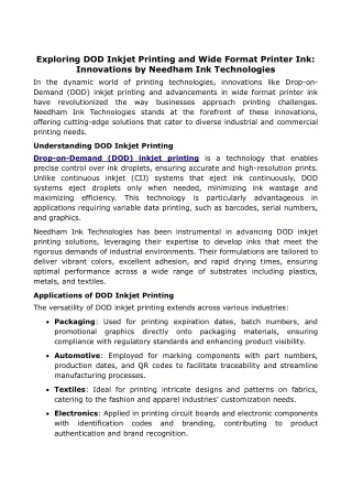 Exploring DOD Inkjet Printing and Wide Format Printer Ink_ Innovations by Needham Ink Technologies