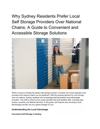 Why Sydney Residents Prefer Local Self Storage Providers Over National Chains_ A Guide to Convenient and Accessible Stor