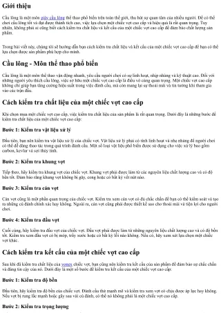 Cách Kiểm Tra Chất Liệu Và Kết cấu Một Chiếc Vợt Cao Cấp