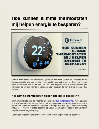 Hoe kunnen slimme thermostaten mij helpen energie te besparen