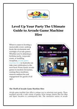 Level Up Your Party The Ultimate Guide to Arcade Game Machine Hire