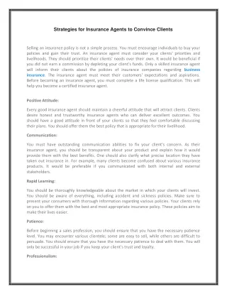 Strategies for Insurance Agents to Convince Clients