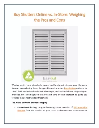 Buy Shutters Online vs In Store Weighing the Pros and Cons