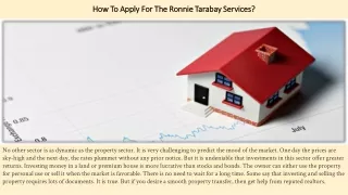 How To Apply For The Ronnie Tarabay Service