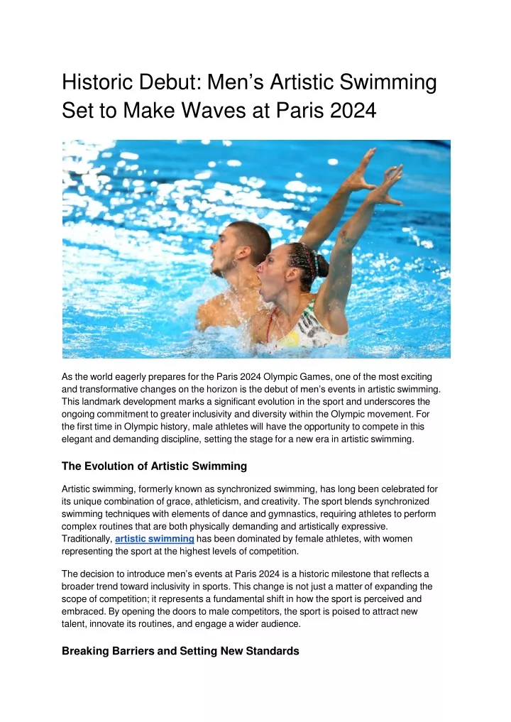 PPT Historic Debut_ Men’s Artistic Swimming Set to Make Waves at