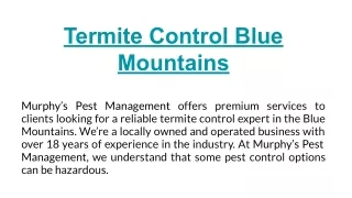 termite control blue mountains