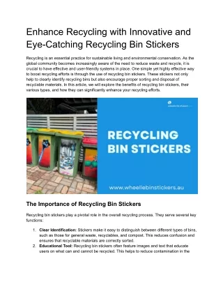 Recycling bin stickers