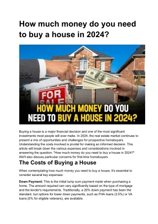 How much money do you need to buy a house in 2024