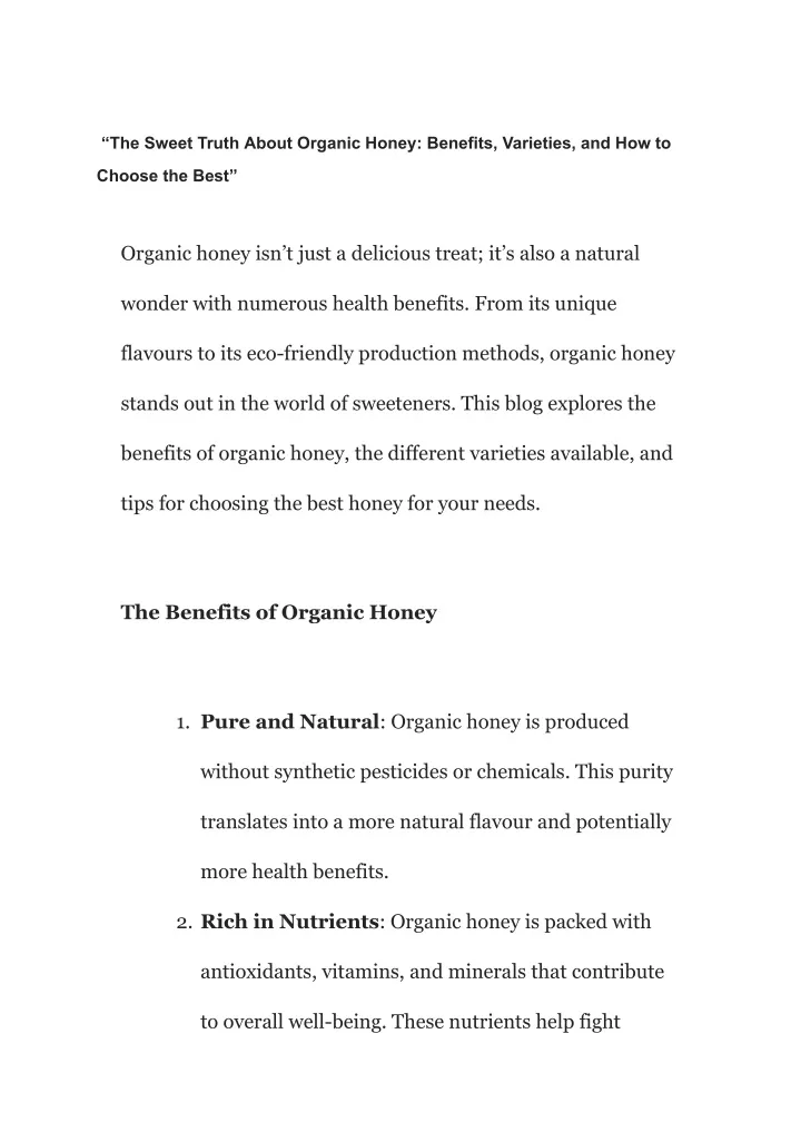 the sweet truth about organic honey benefits