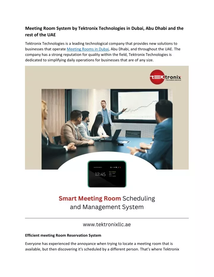 meeting room system by tektronix technologies