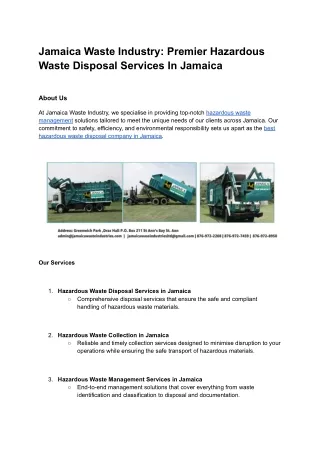 jamaica waste industry premier hazardous waste