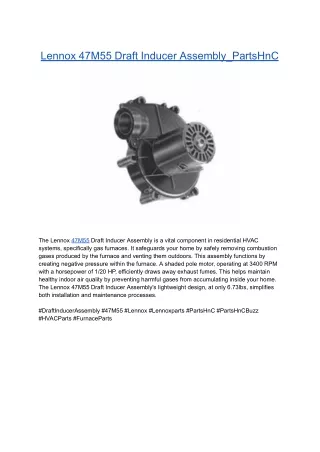 Lennox 47M55 Draft Inducer Assembly_PartsHnC