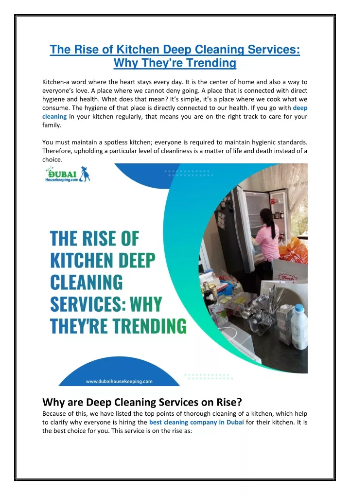 the rise of kitchen deep cleaning services