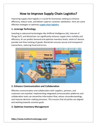 How to Improve Supply Chain Logistics?