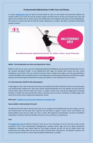 Ballettschule Köln Professioneller Tanzunterricht in Ihrer Nähe