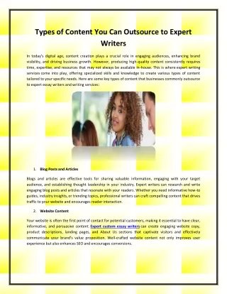 Types of Content You Can Outsource to Expert Writers