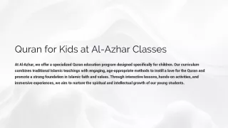 Nurturing Young Minds: Quran for Kids at Al-Azhar Classes