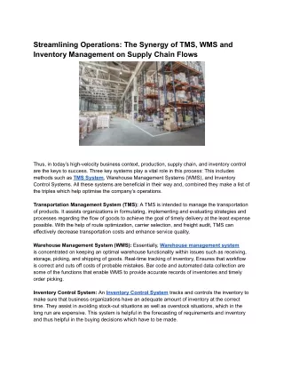 Streamlining Operations_ The Synergy of TMS, WMS and Inventory Management on Supply Chain Flows.docx