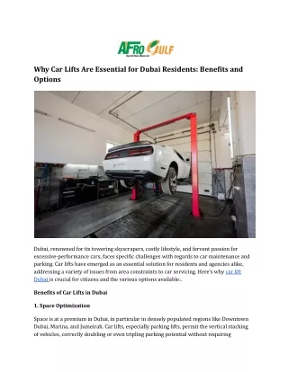 Why Car Lifts Are Essential for Dubai Residents_ Benefits and Options