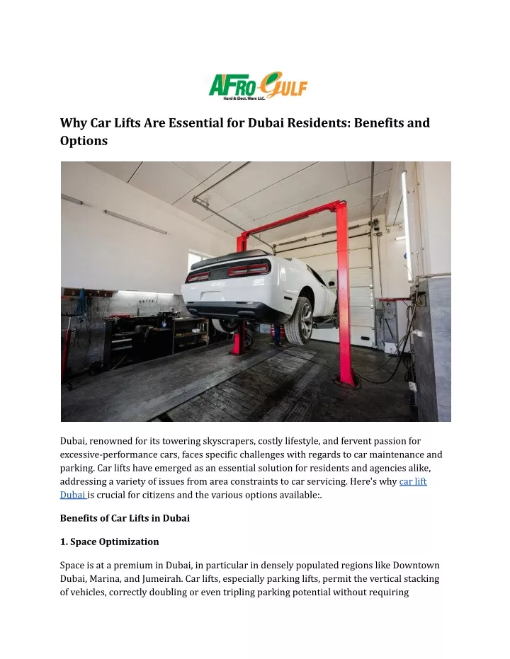 why car lifts are essential for dubai residents